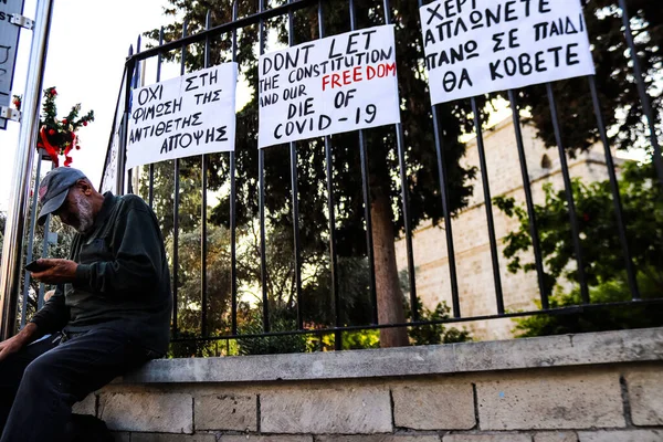 Limassol Cypr Listopada 2021 Ludzie Demonstrują Przeciwko Cypryjskiemu Rządowi Rzecz — Zdjęcie stockowe