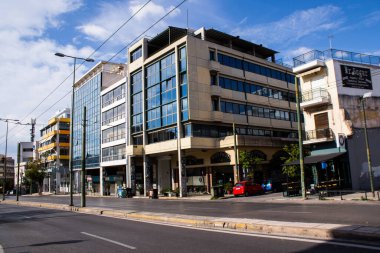 Atina, Yunanistan - 22 Kasım 2021 Atina şehir merkezinde yer alan sembolik bir şehir ve Yunanistan 'ın başkenti