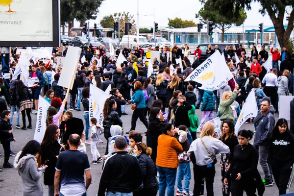 Limassol Kypr Prosince 2021 Lidé Demonstrují Proti Kyperské Vládě Individuální — Stock fotografie