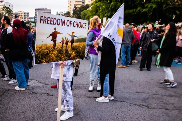 Limassol Ciprus December 2021 Emberek Tiltakoznak Ciprusi Kormány Ellen Egyéni — Stock Fotó