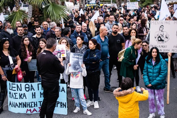 Limassol Chypre Décembre 2021 Manifestation Populaire Contre Gouvernement Chypriote Pour — Photo