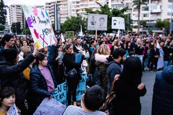 Limassol Cypern December 2021 Människor Demonstrerar Mot Den Cypriotiska Regeringen — Stockfoto
