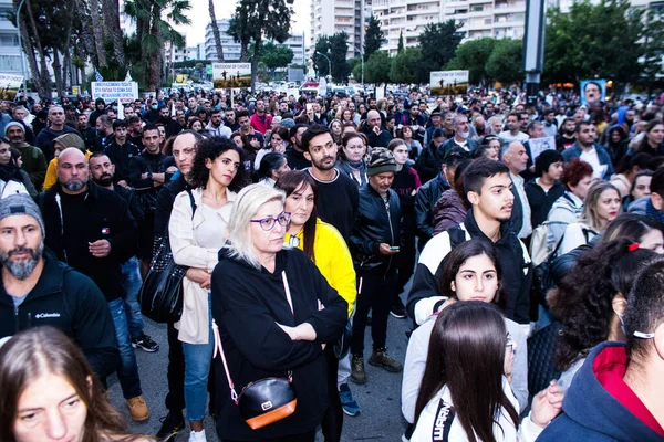 Limassol Chipre Dezembro 2021 Pessoas Manifestam Contra Governo Cipriota Pelas — Fotografia de Stock