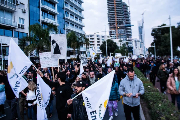 Limassol Chypre Décembre 2021 Manifestation Populaire Contre Gouvernement Chypriote Pour — Photo