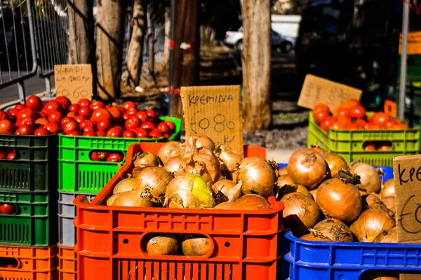 Limassol Cypern December 2021 Grönsaker Som Säljs Lördagsmarknaden Limassol Utbrottet — Stockfoto