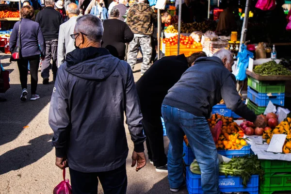 Limassol Chypre Décembre 2021 Les Gens Faisant Leurs Courses Marché — Photo