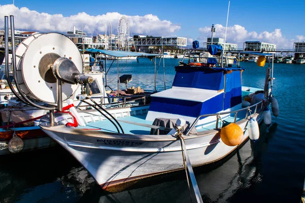 Limassol Cyprus December 2021 Fishing Boat Moored Limassol Marina Winter — Stock Photo, Image