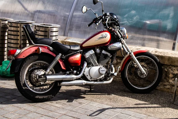 Limassol Cyprus December 2021 Closeup Mechanics Yamaha Virago Motorcycle Parked — Stock Photo, Image