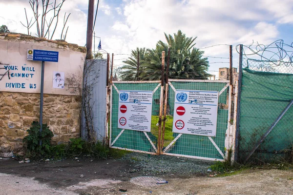 Nicósia Chipre Dezembro 2021 Zona Tampão Greco Turca Controlada Pela — Fotografia de Stock