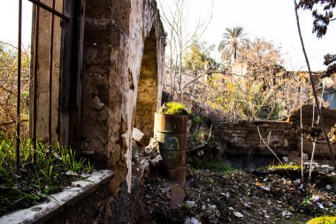Nicosia, Cyprus - January 01, 2022 Cyprus-Turkish buffer zone controlled by the United Nations Peacekeeping Force in the divided city of Nicosia, during the coronavirus epidemic hitting Cyprus