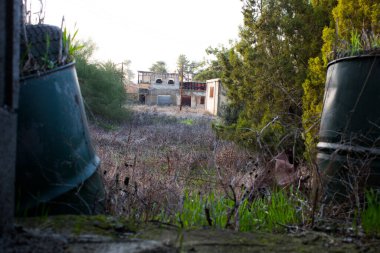 Nicosia, Cyprus - January 01, 2022 Cyprus-Turkish buffer zone controlled by the United Nations Peacekeeping Force in the divided city of Nicosia, during the coronavirus epidemic hitting Cyprus