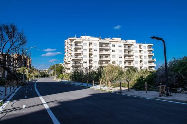 Varosha, Kuzey Kıbrıs - 06 Ocak 2022 Varosha, 1972 'de kurulan bir sahil beldesi, 1974' teki Türk askeri müdahalesi sonrasında sakinleri tarafından terk edilmiş hayalet bir kasaba haline geldi.