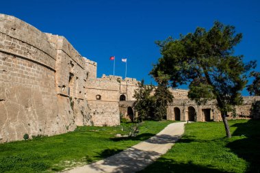 Famagusta, Kuzey Kıbrıs - 08 Ocak 2022 Famagusta Duvarı 10. yüzyılda inşa edilen Venedik Kıbrıs Rum Kesimi 'nin son kalesiydi.