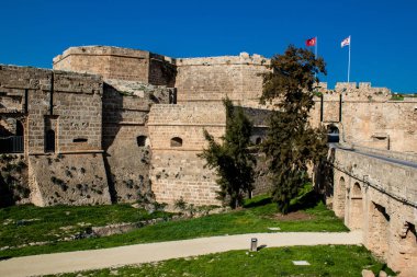 Famagusta, Kuzey Kıbrıs - 08 Ocak 2022 Famagusta Duvarı 10. yüzyılda inşa edilen Venedik Kıbrıs Rum Kesimi 'nin son kalesiydi.