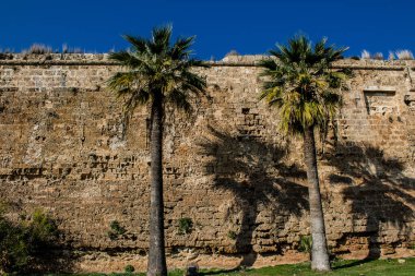 Famagusta, Kuzey Kıbrıs - 08 Ocak 2022 Famagusta Duvarı 10. yüzyılda inşa edilen Venedik Kıbrıs Rum Kesimi 'nin son kalesiydi.