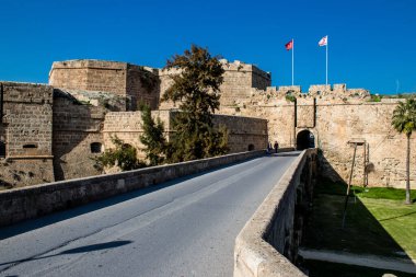 Famagusta, Kuzey Kıbrıs - 08 Ocak 2022 Famagusta Duvarı 10. yüzyılda inşa edilen Venedik Kıbrıs Rum Kesimi 'nin son kalesiydi.