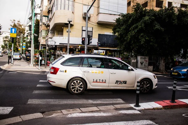 Tel Aviv Israel Febrero 2022 Conducción Taxis Las Calles Tel — Foto de Stock