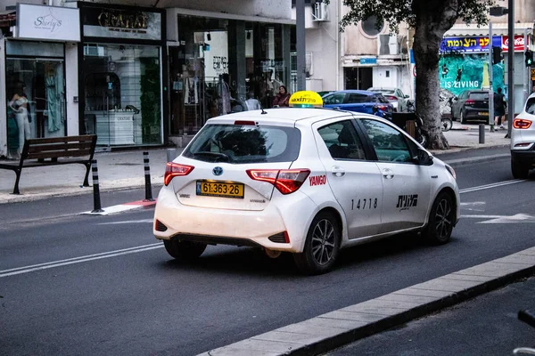 Tel Aviv Israel Febrero 2022 Conducción Taxis Las Calles Tel — Foto de Stock