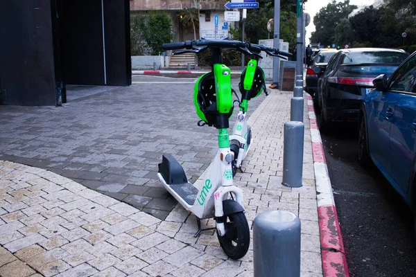 Tel Aviv Israel Febrero 2022 Scooter Eléctrico Para Alquilar Que —  Fotos de Stock