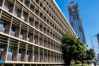 Tel Aviv, İsrail - 09 Şubat 2022 Tel Aviv 'in metropol bölgesinin şehir merkezi İsrail' in en büyük ikinci şehri