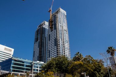 Tel Aviv, İsrail - 09 Şubat 2022 Tel Aviv 'in metropol bölgesinin şehir merkezi İsrail' in en büyük ikinci şehri