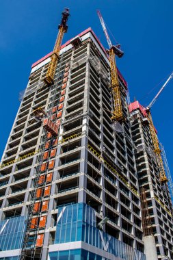 Tel Aviv, İsrail - 09 Şubat 2022 Tel Aviv 'in metropol bölgesinin şehir merkezi İsrail' in en büyük ikinci şehri