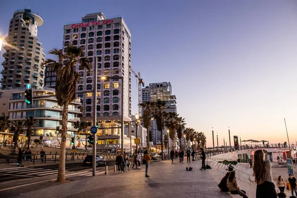 Tel Aviv Israel Febrero 2022 Paisaje Urbano Del Centro Ciudad — Foto de Stock