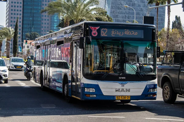 Тель Авів Ізраїль Лютого 2022 Року Автобус Проїхав Вулицями Тель — стокове фото