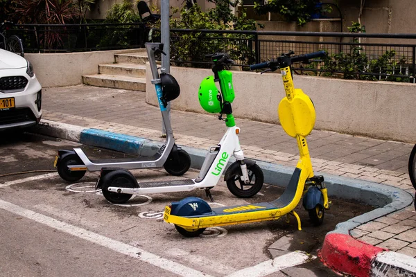 Tel Aviv Israel Febrero 2022 Scooter Eléctrico Para Alquilar Que —  Fotos de Stock