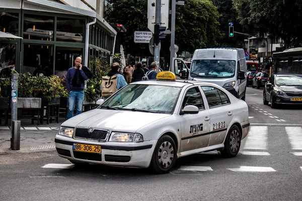 Tel Aviv Israël Février 2022 Taxi Dans Les Rues Tel — Photo