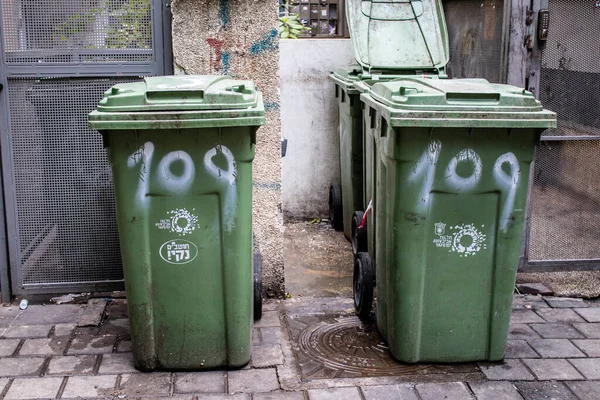 Tel Awiw Izrael Lutego 2022 Pojemnik Śmieci Zlokalizowany Centrum Tel — Zdjęcie stockowe