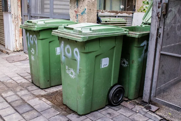 Tel Aviv Israël Februari 2022 Vuilnisbak Gelegen Het Centrum Van — Stockfoto