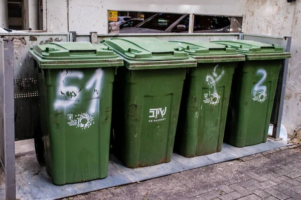 Tel Aviv Israël Februari 2022 Vuilnisbak Gelegen Het Centrum Van — Stockfoto