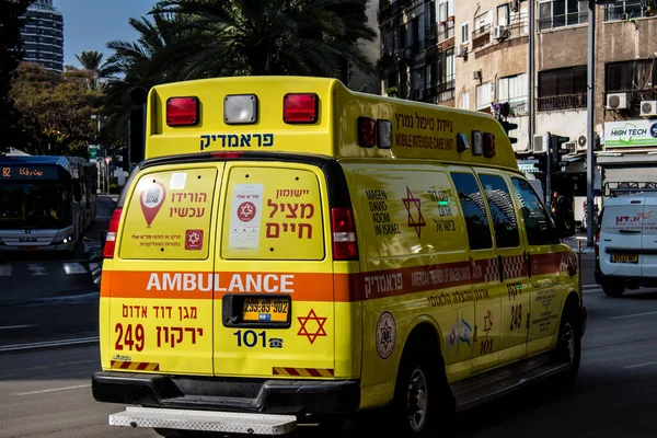 Tel Aviv Srail Şubat 2022 Ambulans Coronavirus Salgını Sırasında Tel — Stok fotoğraf