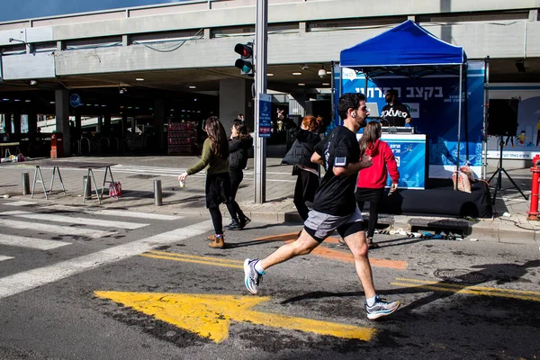 Tel Aviv Israele Febbraio 2022 Corridori Nella Strada Tel Aviv — Foto Stock