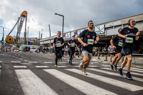 Tel Aviv Israel Februari 2022 Runners Gatan Tel Aviv Samsung — Stockfoto