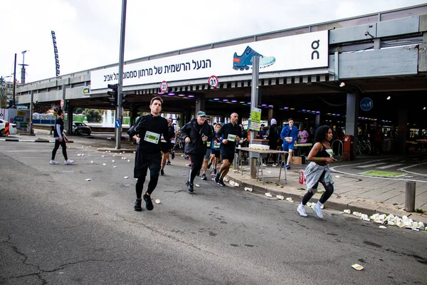 Tel Aviv Israele Febbraio 2022 Corridori Nella Strada Tel Aviv — Foto Stock