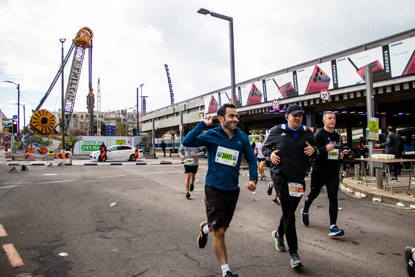 Tel Aviv Israël Février 2022 Les Coureurs Dans Rue Tel — Photo