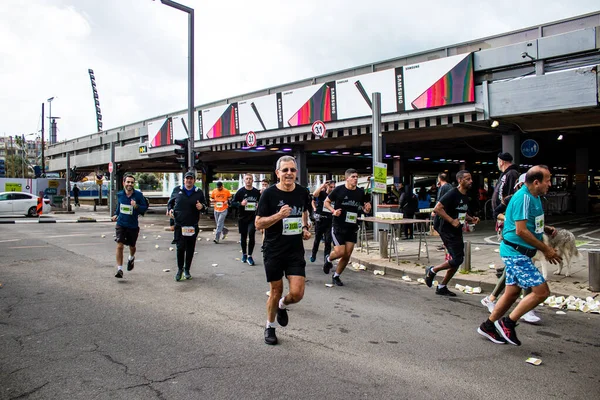 Tel Awiw Izrael Lutego 2022 Biegacze Ulicy Tel Awiwu Maratonie — Zdjęcie stockowe