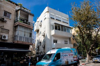 Tel Aviv, İsrail - 5 Mart 2022 Tel Aviv 'in metropol bölgesinin şehir merkezi İsrail' in en büyük ikinci şehri