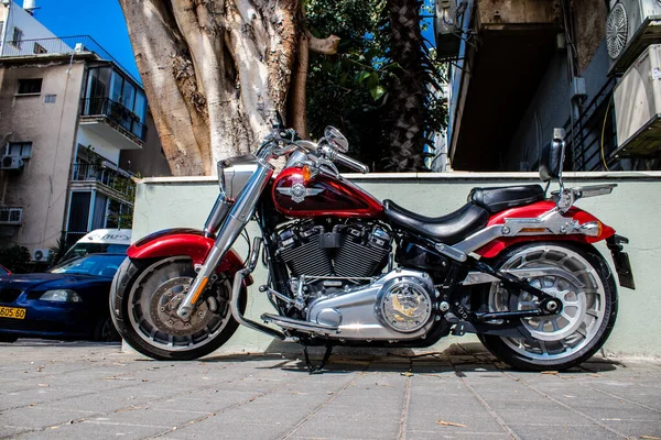 Tel Aviv Israel March 2022 Harley Davidson Motorcycle Parked Streets — Stock Photo, Image