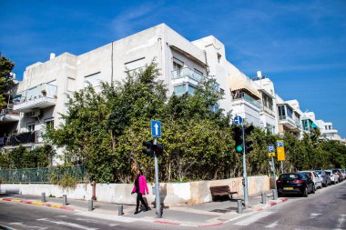 Tel Aviv, İsrail - 5 Mart 2022 Tel Aviv 'in metropol bölgesinin şehir merkezi İsrail' in en büyük ikinci şehri