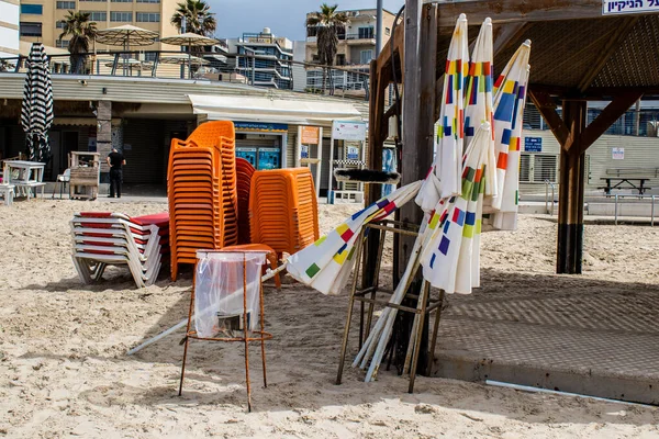 Tel Aviv Israel Março 2022 Segurança Instalações Desportivas Praia Principal — Fotografia de Stock