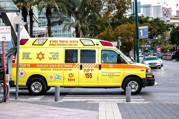 Tel Aviv Srail Mart 2022 Ambulans Coronavirus Salgını Sırasında Tel — Stok fotoğraf