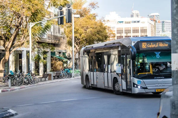 Tel Aviv Israel Marzo 2022 Autobús Público Israelí Que Circula —  Fotos de Stock