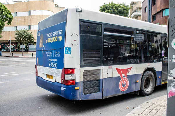 Tel Aviv Israel March 2022 Israeli Public Bus Driving Streets — Stock Photo, Image
