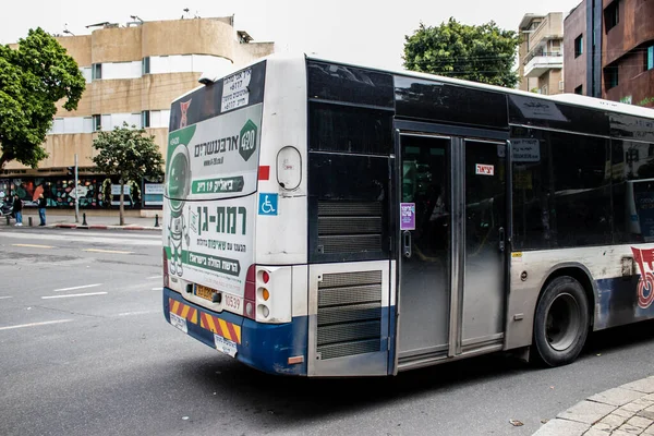 Tel Aviv Israel Mars 2022 Israelisk Offentlig Buss Kör Genom — Stockfoto