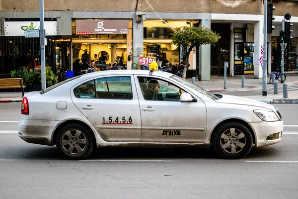 Tel Aviv Israel Marzo 2022 Conducción Taxis Las Calles Tel — Foto de Stock