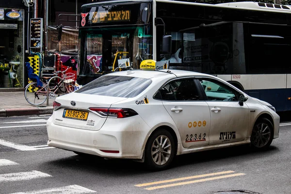Tel Aviv Israel Marzo 2022 Conducción Taxis Las Calles Tel — Foto de Stock
