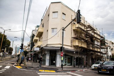 Tel Aviv, İsrail - 09 Mart 2022 Tel Aviv şehir merkezi, beyaz şehir ve İsrail 'in en büyük ikinci şehri